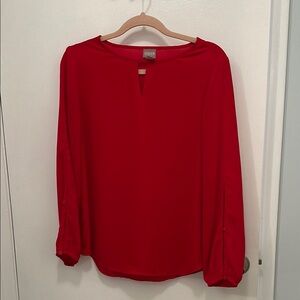 Chico’s Red Blouse with Keyhole Neckline and Button Cuffs | Size 1